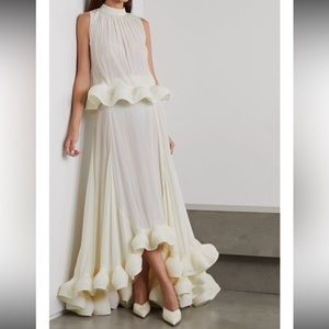 LANVIN Ruffled Charmeuse Top and Skirt FR34 / XS / US 2